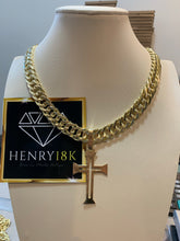 Carregar imagem no visualizador da galeria, Conjunto de Moeda Antiga Grumet Duplo 15mm com Pingente Cruz de Malta Grande