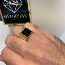 Carregar imagem no visualizador da galeria, Anel de Moeda Antiga Comendador Pedra Preta