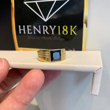 Carregar imagem no visualizador da galeria, Anel de Moeda Antiga Pedra Preta Medio