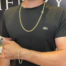 Carregar imagem no visualizador da galeria, Conjunto de Moeda Antiga - Corrente e Pulseira Grumet Simples 6mm