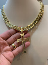 Carregar imagem no visualizador da galeria, Conjunto de Moeda Antiga Grumet Duplo 15mm com Pingente Cruz de Malta Grande