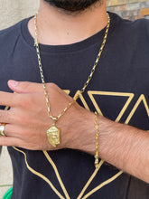 Carregar imagem no visualizador da galeria, Conjunto de Moeda Antiga - Corrente e Pulseira Cartier 3mm com Pingente Face de Cristo T1