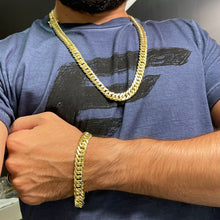 Carregar imagem no visualizador da galeria, Conjunto de Moeda Antiga - Corrente e Pulseira Grumet Duplo 12mm