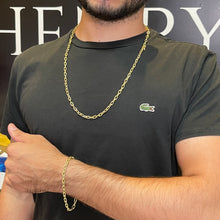 Carregar imagem no visualizador da galeria, Conjunto de Moeda Antiga - Corrente e Pulseira Cadeado 5mm