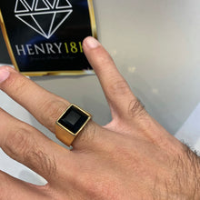 Carregar imagem no visualizador da galeria, Anel de Moeda Antiga Comendador Pedra Preta