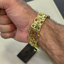 Carregar imagem no visualizador da galeria, Pulseira de Moeda Antiga Placa Salmo 91 Elo Bismark 18mm