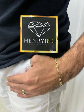 Pulseira de Moeda Antiga Cadeado 5mm Alongadinho