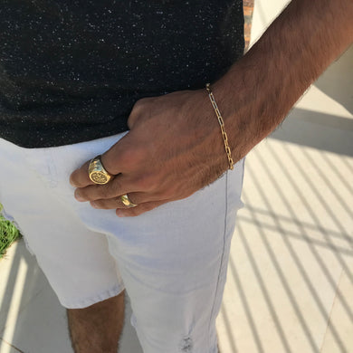 Pulseira de Moeda Antiga Cadeado 3mm Alongadinho