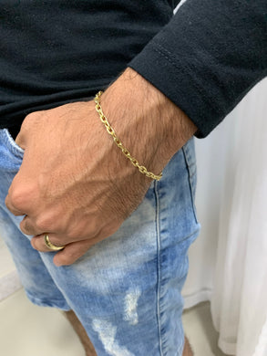 Pulseira de Moeda Antiga Cadeado 4mm Lixado